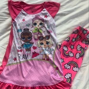 LOL Girls 6 Y Nightgown and Rainbow Fleece Sweatpants